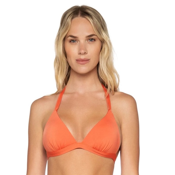 B. Swim Other - B. SWIM ORANGE DEEP SEA MOLDED HALTER BIKINI SWIM TOP Padded Size Medium